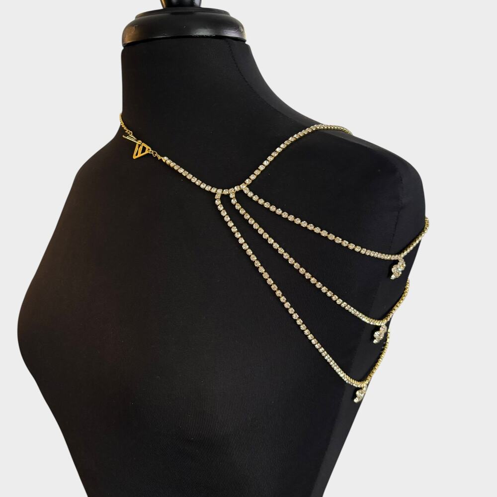Layered Flower Shoulder Gold Chain - Picture 3 of 5